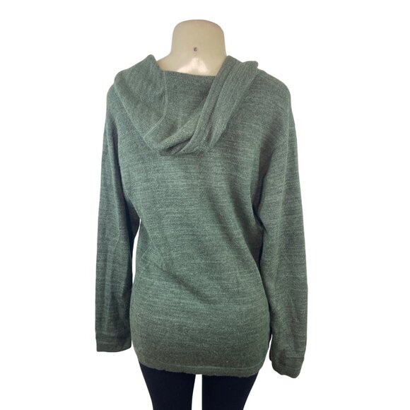 Green Hooded Knit Sweater Pullover Unisex Alpaca Blend Handmade Fair Trade - Picture 3 of 8